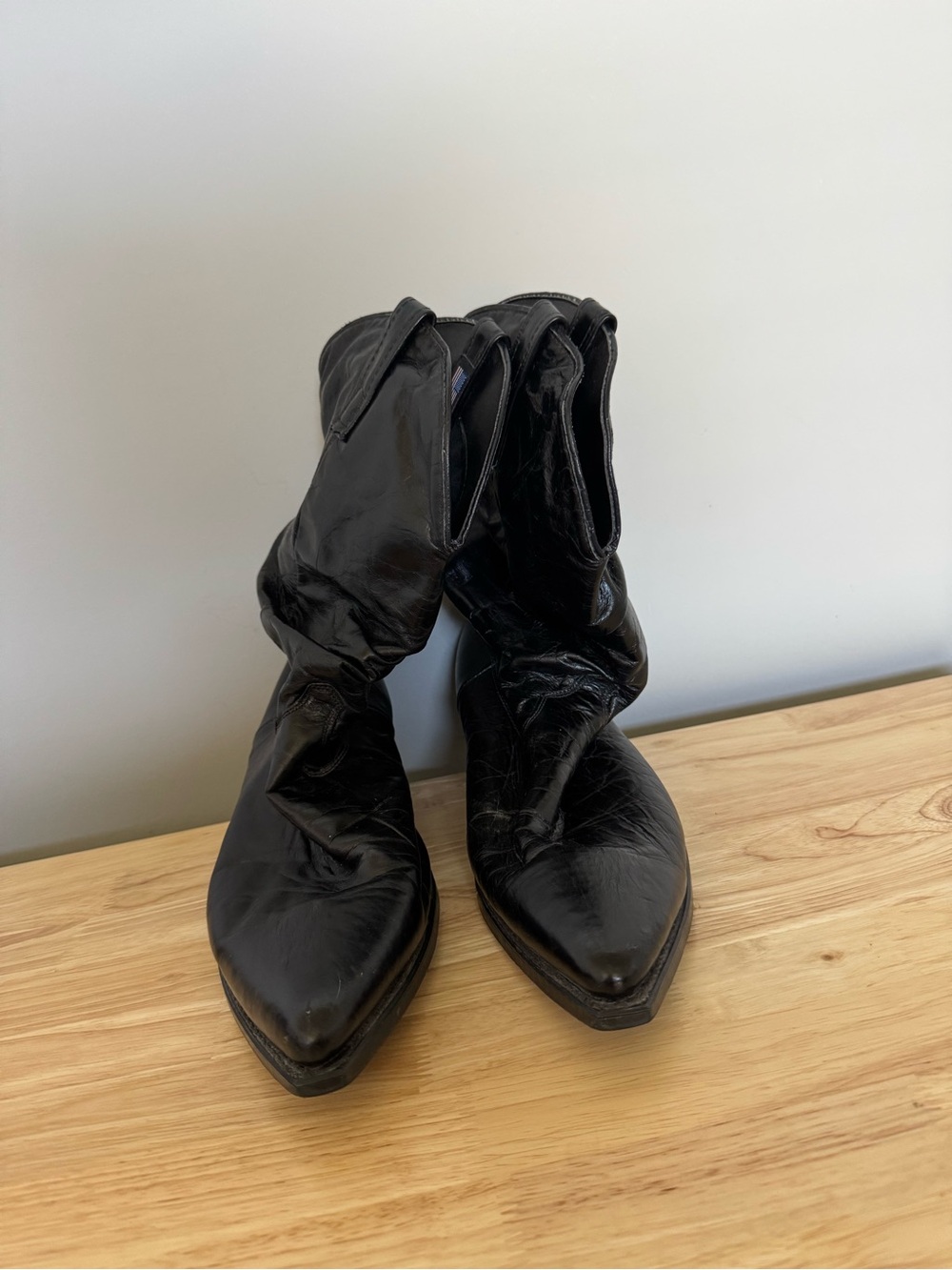 Dingo Black Leather Slouch Western Heeled Boots - Picture 2 of 6